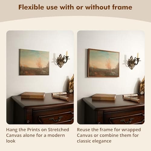 DAJONART Framed Wall Art for Office Living Room Bathroom, Vintage Sunset Landscape Canvas Prints Steampunk Urban Decor, Antique Framed Christmas Wall Decor for Farmhouse Rustic Home, 12"x16" - Thumbnail 5