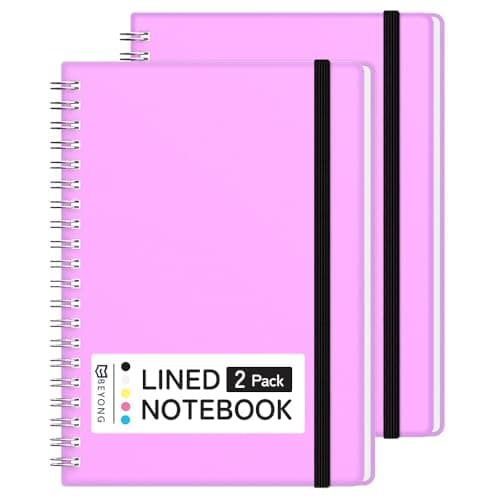 BEYONG Spiral Journal Notebook - 2 Pack Small Size, Lined Journals for Writing, Journaling, Note Pad, Diary, Work & School, Men & Women (Purple, 5x7) - Image 1