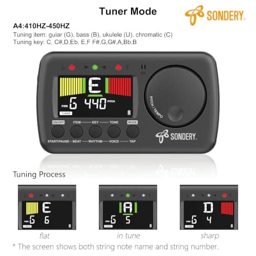 Sondery Digital Vocal Metronome Tuner Rechargeable for Guitar Bass Violin - Thumbnail 3