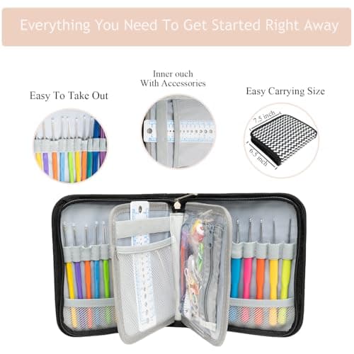 SHAXANO Crochet Hooks Kit with Case, 95-Piece, Ergonomic Crochet Needles Weave Yarn Kits DIY Hand Knitting Art Tools for Beginners and Experienced Crochet Lovers - Thumbnail 4