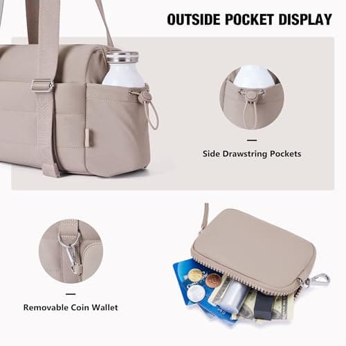 ROULENS Small Gym Bag for Women 2 Set Mini Gym Duffle Bag with Wet Compartment and Coin Wallet, Gym Tote Bag for Workout/Sport/Travel - Thumbnail 4