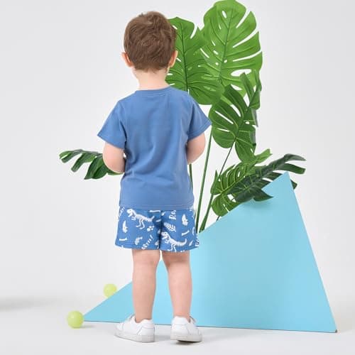 JiuBreeze Toddler Baby Boy Clothes Boys Summer Outfits T-shirt Boy Shorts Set 18 Months-4T (Navy Blue, 2-3T) - Thumbnail 3