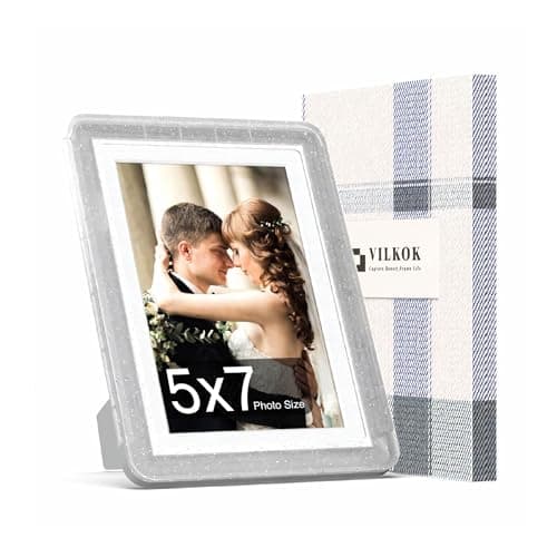 vilkok 5x7 Picture Frame,1 Pack, Fits 5x7 Photo or 4x6 with Mat, Acrylic Front & Durable ABS Frame, Shatterproof UV-Resistant Tabletop Display, Vertical/Horizontal Home Décor Frame, Double Colors - Image 1