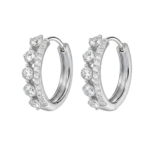 GIRIOIZ High-Carbon Diamond Hoop Earrings for Women Sterling Silver Cuff Earrings Drop Huggie Stud Halo Earrings with 18K (Silver8) - Image 1
