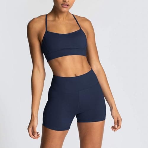 Matching Workout Sets for Women 2 Piece Pilates Sets Navy Yoga Gym Sets S - Thumbnail 5