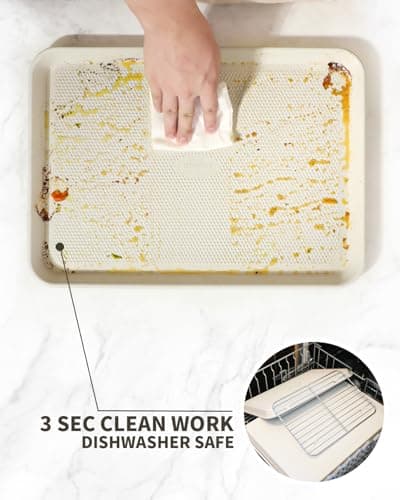 Ymiton 2-Pack 9x13 Quarter Sheet Pan Baking Sheet Set with Wire Rack - Nonstick 0.8mm Carbon Steel, Cookie Sheets for Baking, Non-Toxic, Dishwasher Safe, Oven Safe 450°F (External 9.5x13.6) - Thumbnail 6
