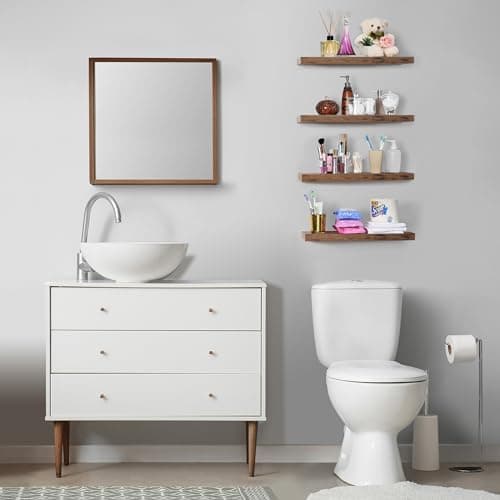 Sorbus Floating Shelves for Wall - 24" Bathroom Shelves, Wall Decor for Bedroom, Kitchen, Living Room, Home Decor & Book Storage - Mounted Floating Shelf with Invisible Brackets (Mahogany, 4 Pack) - Thumbnail 2