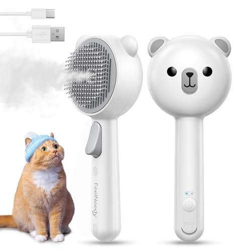 Cat Steam Brush, Brushes for Indoor Cats with Release Button, Dual Speed Spray USB Rechargeable Grooming Supplies, Cat Brush for Shedding Suitable for All Long-haired and Short-haired Pets - Image 1