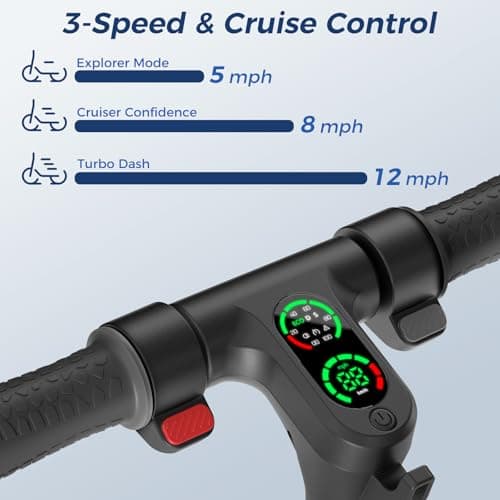 isinwheel S7 Electric Scooter for Kids Ages 8-14, 250W Foldable and 3 Adjustable Heights Kids Electric Scooter with 3 Speeds (5/8/12 Mph), Cruise Control, LED Display, Gift for Kid - Thumbnail 3