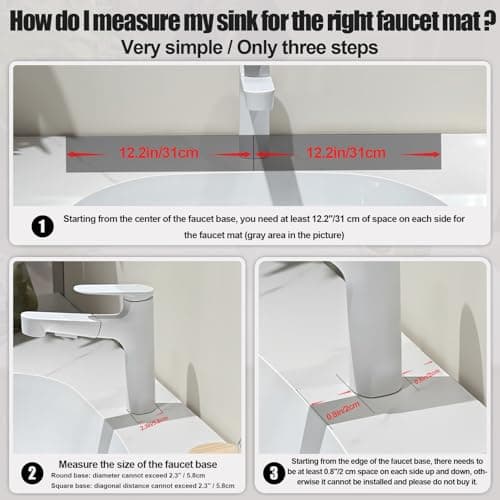 Stone Faucet Mat For Kitchen Sink, 23.6" Diatomite Quick Drying Stone Mat For Kitchen Sink, Sink Splash Guard, Super Absorbent, Sink Stone Quick Dry Around Faucet For Bathroom Counter (White) - Thumbnail 3