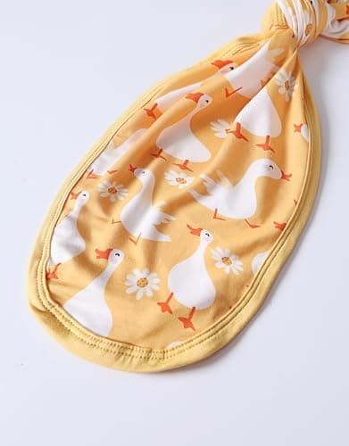 Baby Newborn Knotted Gown, Soft Breathable Viscose from Bamboo for Infant Home Coming Outfit, Knotted Gown with Headband (Ginger Goose, 1-3M) - Thumbnail 4