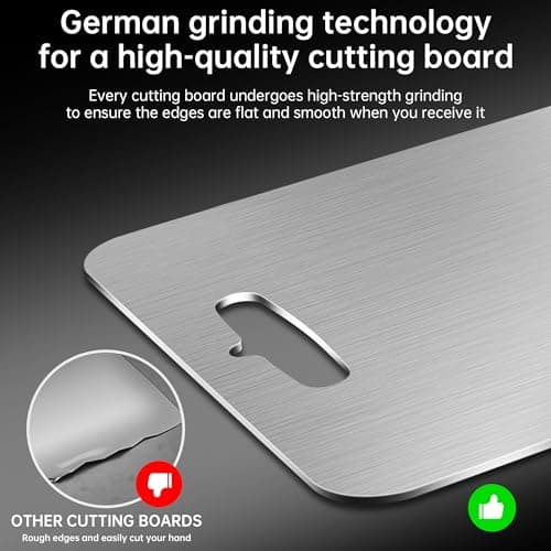 Titanium Cutting Board - Katuchef 100% Pure Titanium Cutting Boards for Kitchen Double Sided Non Toxic Titanware for Meat/Vegetables, Hygiene Durable Dishwasher Safe Metal Chopping Board Small - Thumbnail 5
