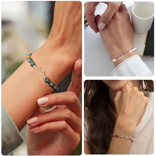 Sistble Valentines Day Gifts for Grandma, Grandma Birthday Gifts from Granddaughter Grandson Retirement Gift for Women Jasper Beaded Bracelets Handmade Braided Jewelry for Grandmother - Thumbnail 4