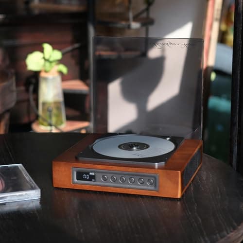Portable Bluetooth CD Player for Home, Retro Desktop CD Player with AUX/SPDIF Output for External Speakers, CD/CD-R/MP3 Playback, Remote Control, Wooden Design - Thumbnail 4