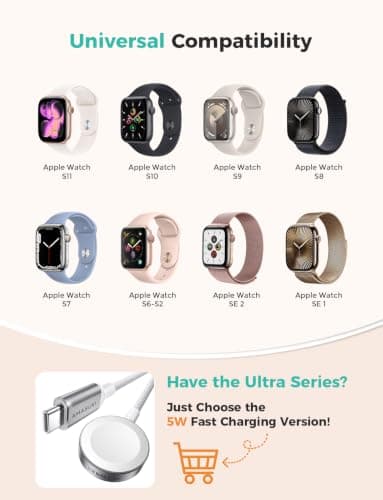 𝟐𝟎𝟐𝟔 𝐔𝐩𝐠𝐫𝐚𝐝𝐞𝐝 for Apple Watch Charger USB Magnetic Fast Charging Cable Portable Wireless Charging Accessories Compatible with iWatch Series 11/10/9/8/7/6/5/4/3/2 Ultra 3/2/SE-3.3FT - Thumbnail 3