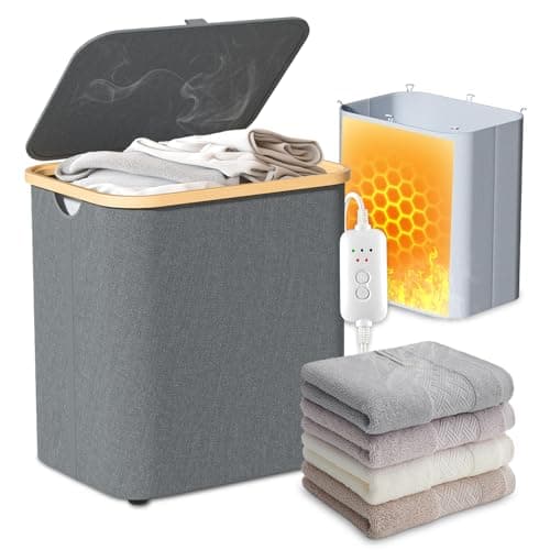 cocozywarm Towel Warmer & Laundry Basket 2-in-1, Foldable Towel Warmer for Bathroom with Removable Heating Bag, 20/40/60Mins Fast Heating, Auto Shut-Off, Fits 3 Large Towels Blankets, Ideal Xmas Gift - Image 1
