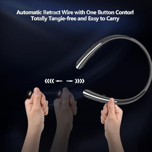 Neckband Bluetooth Headphones, Wireless Headphone with Retractable Earbud - Thumbnail 3