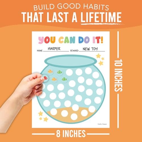 Hadley Designs Sticker Chart for Kids Behavior at Home - Sticker Reward Chart for Kids, Star Charts for Toddler, Star Charts for Good Behavior, Fish Tank Reward Stickers for Classroom Incentives - Thumbnail 3