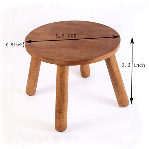 zaowofires Round Solid Wooden Step Stool， Garden Stool，9.3''H,Plant Stool ，Wood Legs Detachable for Plant Stand, Kitchen, Bathroom，Bedroom，Livingroom (Walnut, 9.3inch) - Thumbnail 3