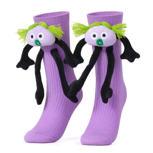 Crazy Socks for Kids - Magnetic Holding Hands 3D Monster Socks Silly Wacky Funny White Elephant Gifts for Kids and Toddler - Image 1