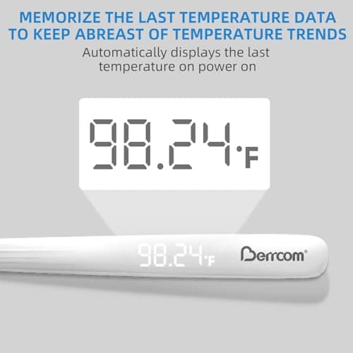 Berrcom Rechargeable Digital Thermometer for Adults & Kids, Medical-Grade Accurate Fast Reading for Oral & Underarm Use with LED Display & Fever Alert - Thumbnail 2