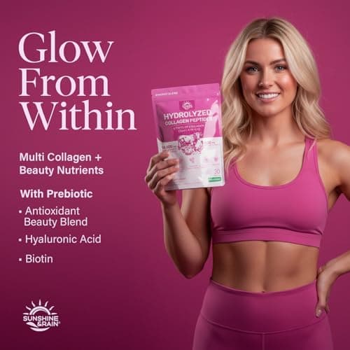 Multi Collagen Peptides Powder - 10g Hydrolyzed Collagen Peptides Type I, II, III, V & X with Biotin, Hyaluronic Acid & Prebiotics, Support Hair, Skin, Nail, Bone & Digestive Health, Non-GMO丨30 Sticks - Thumbnail 3