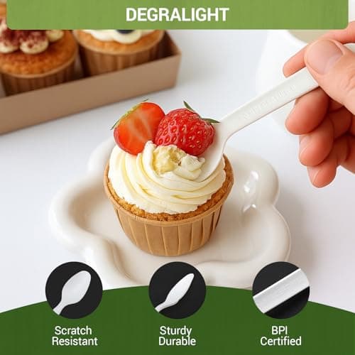 Degralight [500 Pcs] Compostable Spoons Bulk Biodegradable Utensils BPI Certified Disposable Spoons Alternative to Plastic Spoons for Daily, Party & Camping Restaurant - Thumbnail 5