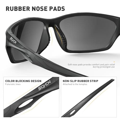 SCVCN Polarized Sunglasses Sports Glasses UV400 Protection for Men Women Cycling MTB Fishing Running Driving Baseball Softball Golf Outdoor Accessories 03 black - Thumbnail 4