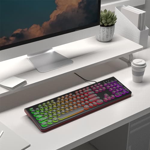 Dilter USB Wired Computer Keyboard with Backlit - Full Size Office Keyboard with Number Pad, Caps Indicators, Foldable Stands, for PC Laptop Desktop Windows 7 8 10 11 (Black) - Thumbnail 4