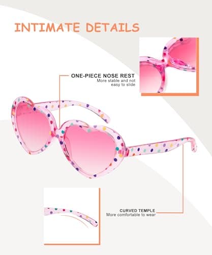 QALLY Kids Sunglasses Polarized Heart-Sunglasses: Toddler girls Sun Glasses with UV Protection for Youth Child 3Pack Age 3-12 - Thumbnail 3