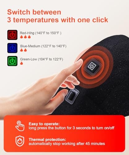 Shoulder Heating Pads for Pain Relief - Jade Stone Heated Shoulder Wrap with 3 Temperature Settings, Ideal for Rotator Cuff, Shoulder Soreness Relief at Home,Office - Thumbnail 3