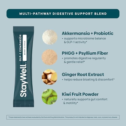 GLP-1 Constipation Support | Digestive, Gut Discomfort GLP Symptom Relief | Akkermansia, Probiotic, Prebiotic Microbiome Support for Digestive Balance, Regularity & Bloating Relief - Berry Citrus 15ct - Thumbnail 5
