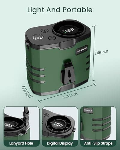 Primelove 10000mAh Portable Waist Rechargeable Fan,Clip on Belt Fan With 10 Speeds 16000PRM Strong Airflow,Hands-Free Hanging Neck Fan,Long-Lasting Cooling for Camping,Hiking,Outdoor,Jobsite,Green - Thumbnail 6