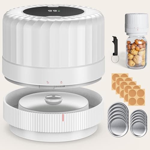 HTPOW Electric Mason Jar Vacuum Sealer - Fully Automatic Mason Jar Vacuum Sealer Kit for All Mason Jars with Regular Lids and Wide Mouth Lids, A Must-Have Tool for Canned Foods/Pantry - White - Image 1