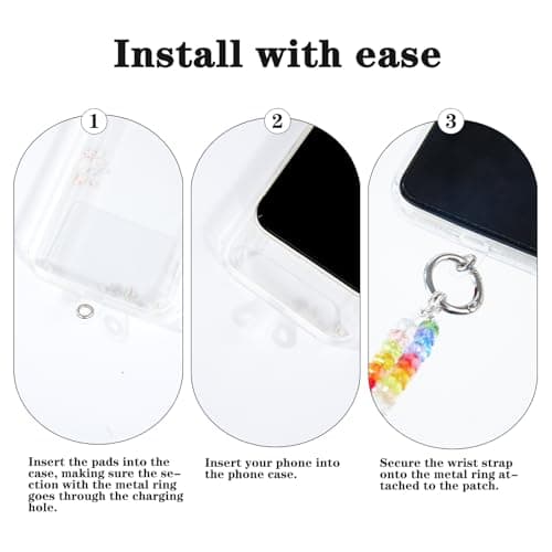 Aquilumen Crystal Phone Wrist Strap Phone Charm Chain Keychain Beaded Cellphone Lanyard with Tether Tab Hands-Free Wristlet Bracelet Wrist Grip Strap for Women, W-Colorful (colorful) - Thumbnail 2