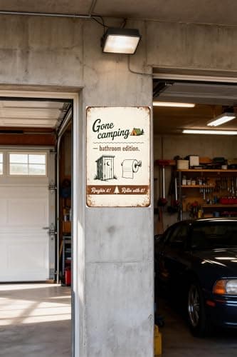 Gone Camping Bathroom Edition Metal Tin Sign Funny Toilet Wall Decor Rustic Outdoor Humor Plaque Vintage Camp Style Artwork Restroom Cabin Lodge Home Bar Gift 8x12 Inch - Thumbnail 4