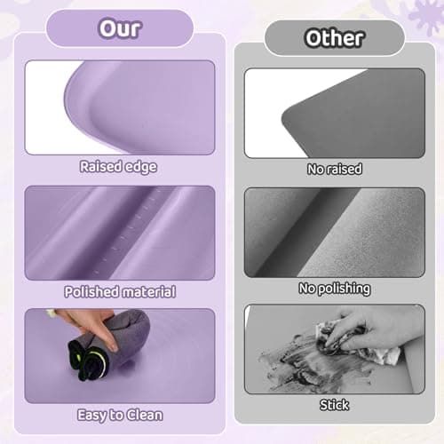 Extra Large Silicone Painting Mat for Crafts, 24”x 19” Waterproof Art Mat with Raised Sides, for Paint, Clay Playdough, & Jewelry-Making (Purple) - Thumbnail 4