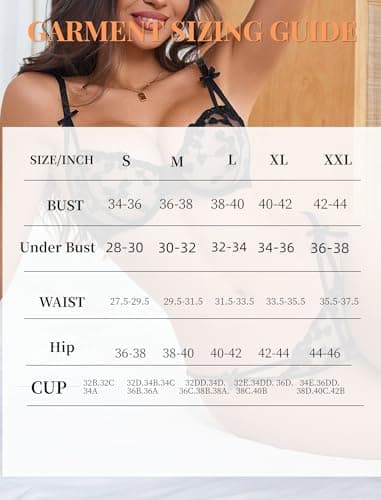 Avidlove Sexy Lingerie Set for Women Underwire Lingerie Cute Push Up Embroidered Bra and Panty Set Black XXL - Thumbnail 6