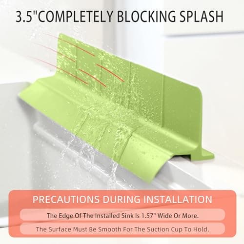 18" Upgraded Silicone Sink Splash Guard Released in 2026,Self-Draining Water Splash Guard for Kitchen Sink,Bathroom and Kitchen Island,with 3.5" High Splash Guard & 6 Strong Suction Cup (Green) - Thumbnail 4