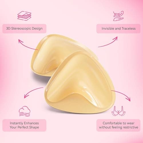 Dandelion Pact Double Sided Sticky Bra Inserts, Invisible Push Up Sticky Bra Pads for Large Breasts, Stick on Bra for Bikini Swimsuits (Medium, Light Beige) - Thumbnail 5