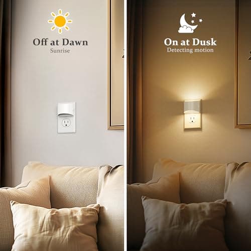 JandCase LED Night Lights Plug into Wall 2 Pack, Automatic Night Light, Dusk to Dawn Sensor Nightlight, 0-100LM Brightness Adjustable Nightlight for Kids Bedroom Hallway Kitchen - Thumbnail 3