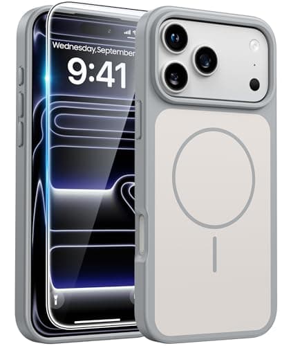 FNTCASE for iPhone 17 Pro case Silver: Compatible with Magsafe, Magnetic 17 Pro Phone Cases with Screen Protector, Military Grade Shockproof Protective Dual-Tone Trending Design‌ Cover, 6.3 inch - Image 1