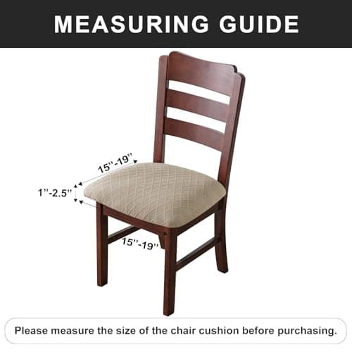 Genina Waterproof Seat Covers for Dining Room Chairs Covers Dining Chair Cover Kitchen Chair Covers (Khaki, 2 Pcs) - Thumbnail 3