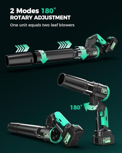 Leaf Blower Cordless, 2 in 1 Electric Leaf Blower for Lawn Care, Lightweight Mini Blowers 180° Rotatable, 550CFM/1000G, 3 Speed Small Portable Blower for Yard, Patio, Car - Thumbnail 4