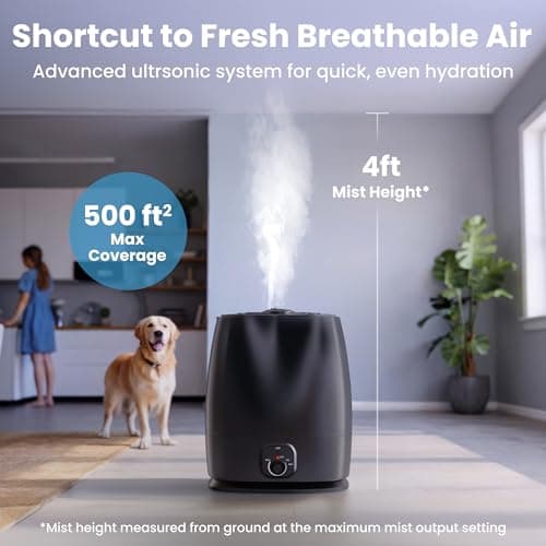 Everlasting Comfort 6L Humidifiers for Bedroom, Quiet 50HR Runtime No-Filter Supersized Cool Mist Humidifier Large Room for Whole House, Plants, Baby Nursery, Allergies, Dry Skin, Congestion, Indoor - Thumbnail 4