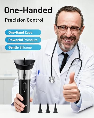 Yumika Ear Wax Removal Kit – Manual Ear Cleaner with Powerful Water Flow for Deep Clean & Soft Silicone Tip, Black - Thumbnail 6