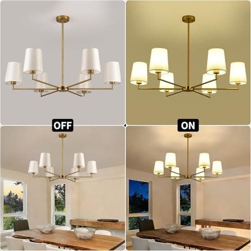 Omgomne 38" Brushed Gold Farmhouse Chandeliers for Dining Room - Thumbnail 2