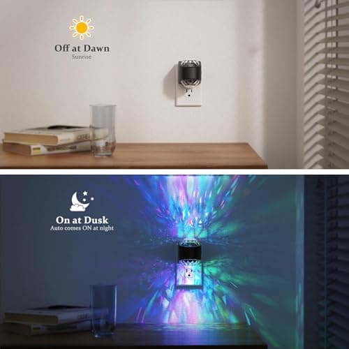 JandCase Night Lights Plug into Wall,2 Pack Star Projector RGB Night Light with 9 Color Change, Automatic Galaxy Nightlight Plug in with Light Sensor for Bathroom Hallway Room Decor - Thumbnail 3
