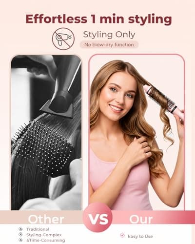 Bopcal Dual Voltage Thermal Brush, 1.5" Heated Round Brush for Smooth Blowout Look, Hot Brush for Volume, Soft Curls & Polished Ends, Negative Ions, 6 Heat Settings, Auto Shut-Off - Thumbnail 4