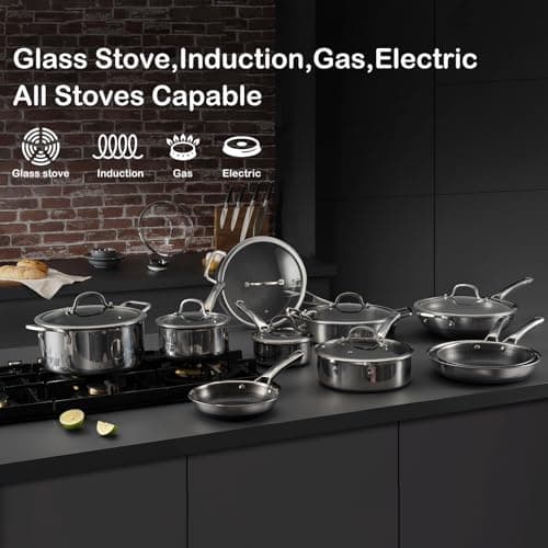 SNOWCLAD Wok, 13 Inch Hybrid Woks & Stir-fry Pans Nonstick, Non Toxic Stainless Steel Wok Pan with Lid, Dishwasher Induction Oven Broiler Safe, PFOA Free Cookware Non Stick - Thumbnail 4